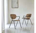 Chaise en métal et bois de frêne Ada