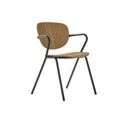 Chaise en métal et bois de frêne Ada