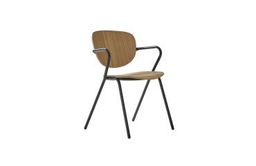 Chaise en métal et bois de frêne Ada