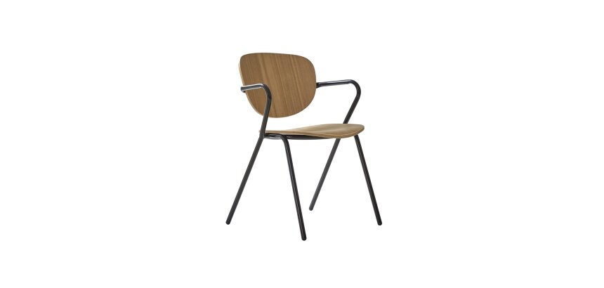 Chaise en métal et bois de frêne Ada