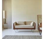 Canapé droit Metric en palissandre massif et tissu, 2 places