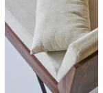 Canapé droit Metric en palissandre massif et tissu, 2 places