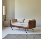 Canapé droit Metric en palissandre massif et tissu, 2 places