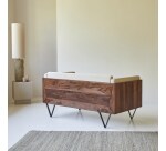 Canapé droit Metric en palissandre massif et tissu, 2 places