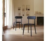 Chaise Abel en chêne massif noir - Lot de 2