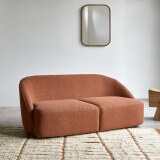 Canape en acacia massif et tissu terracotta, 2 places soren