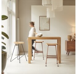 Table haute Edene en bois de teck massif L 120 x P 60 cm, 2 à 4 personnes