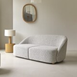 Canape en acacia massif et tissu gris, 2 places soren