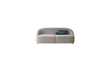 Canape en acacia massif et tissu gris, 2 places soren