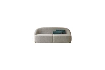 Canape en acacia massif et tissu gris, 2 places soren
