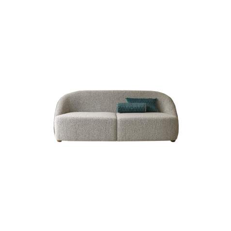 Canape en acacia massif et tissu gris, 2 places soren