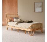 Simone - Lit simple en rotin avec sommier H 101 x L 97 x P 207 cm