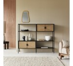 Bibliotheque en manguier massif et metal fidele