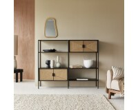 Bibliotheque en manguier massif et metal fidele