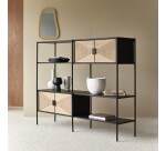 Bibliotheque en manguier massif et metal fidele