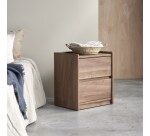 Chevet en noyer massif 2 tiroirs arto