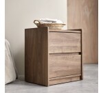 Chevet en noyer massif 2 tiroirs arto