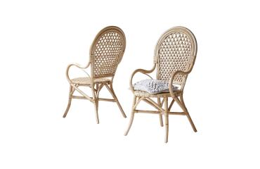 Lot de 2 Fauteuils en tiges de rotin Marius H 102 x L 52 x P 60 cm