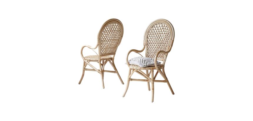 Lot de 2 Fauteuils en tiges de rotin Marius H 102 x L 52 x P 60 cm