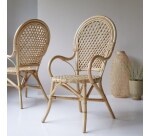 Lot de 2 Fauteuils en tiges de rotin Marius H 102 x L 52 x P 60 cm