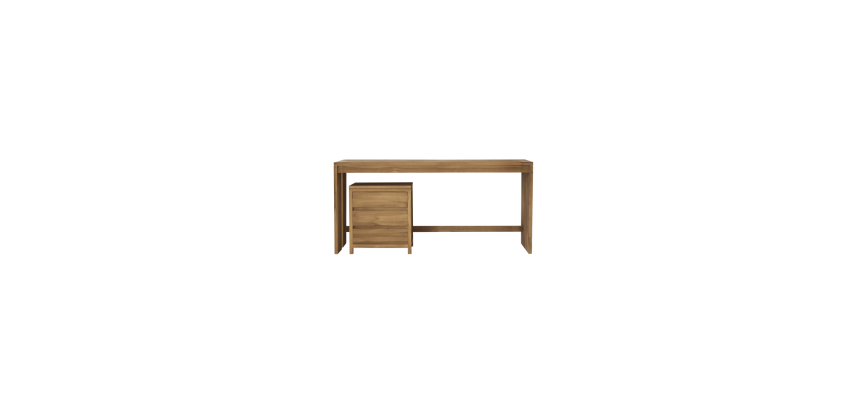 Bureau en bois de teck L 160 cm Edene avec caisson de rangement