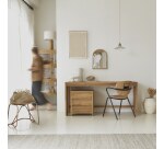 Bureau en bois de teck L 160 cm Edene avec caisson de rangement