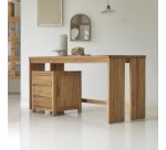 Bureau en bois de teck L 160 cm Edene avec caisson de rangement