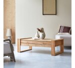 Table basse Minimalys en teck massif, rectangulaire 120 x 70 cm