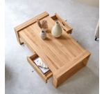 Table basse Minimalys en teck massif, rectangulaire 120 x 70 cm