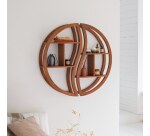 Etagère murale en bois de teck Ying Yang H 100 x L 100 x P 20 cm