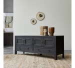 Meuble TV en pin massif L 140 cm Thaki Black