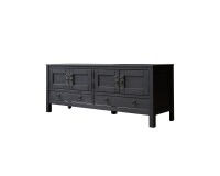 Meuble TV en pin massif L 140 cm Thaki Black