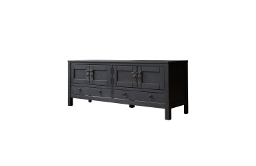 Meuble TV en pin massif L 140 cm Thaki Black