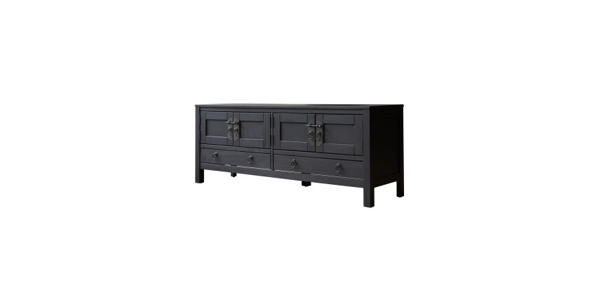 Meuble TV en pin massif L 140 cm Thaki Black