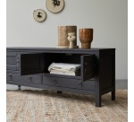 Meuble TV en pin massif L 140 cm Thaki Black