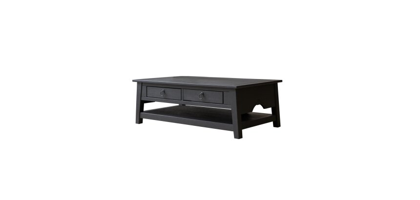 Table basse Thaki Black en pin massif 100 x 60 cm