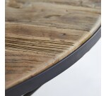 Table basse ovale Lancelot en orme massif recyclé et métal, 140 x 80 cm