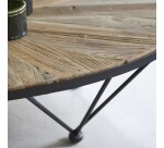 Table basse ovale Lancelot en orme massif recyclé et métal, 140 x 80 cm