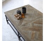 Table basse Gatsby en orme massif et métal 160 x 90 cm