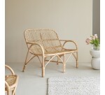 Banquette Ondine en rotin naturel, 2 places