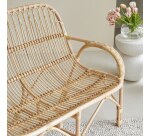 Banquette Ondine en rotin naturel, 2 places