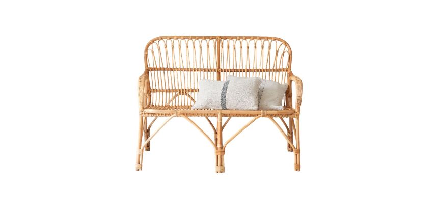 Banquette Ondine en rotin naturel, 2 places
