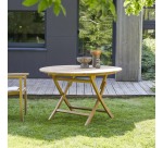 Table de jardin Andria en teck massif, pliable Ø 120 cm