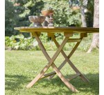 Table de jardin Andria en teck massif, pliable Ø 120 cm