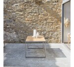 Table de jardin Arno en teck massif et inox, rectangulaire 150 x 90 cm