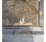 Table de jardin Arno en teck massif et inox, rectangulaire 150 x 90 cm