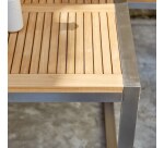 Table de jardin Arno en teck massif et inox, rectangulaire 150 x 90 cm