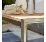 Table de jardin Arno en teck massif et inox, rectangulaire 150 x 90 cm