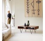 Table basse Metric en palissandre massif, rectangulaire 115 x 70 cm