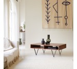 Table basse Metric en palissandre massif, rectangulaire 115 x 70 cm